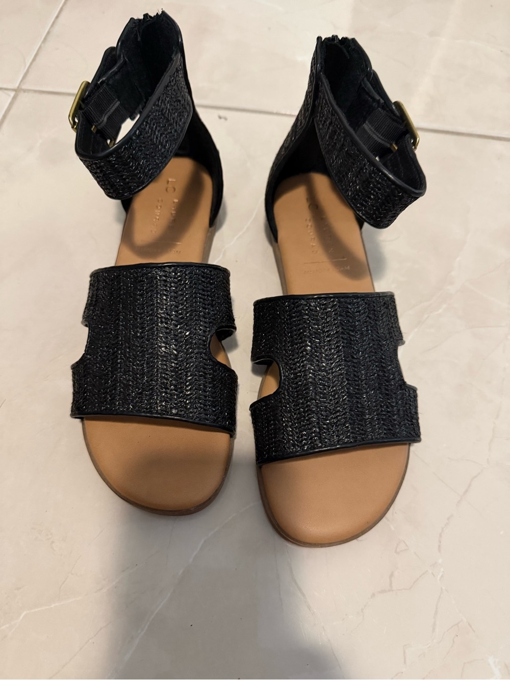 Lauren Conrad Memory Foam Women's Black Ankle-Strap Sandals